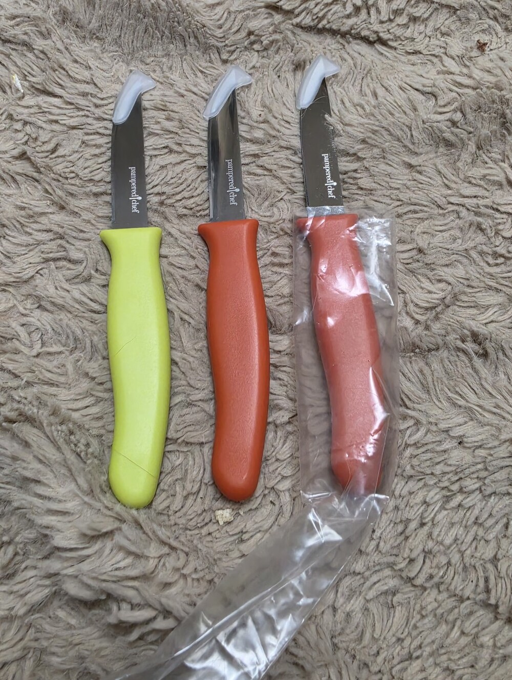 Pampered Chef PeelPro Paring Knife SetLime & Orange Handle
